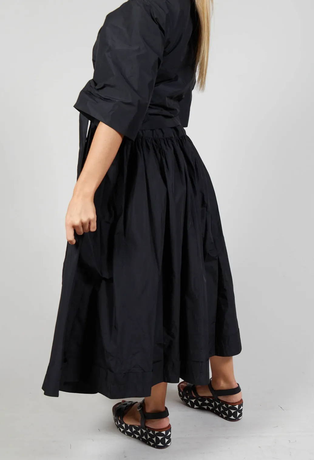 Pull on Pleated Skirt in Black