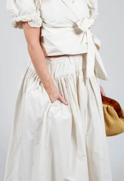 Pull on Pleated Skirt in Ecru