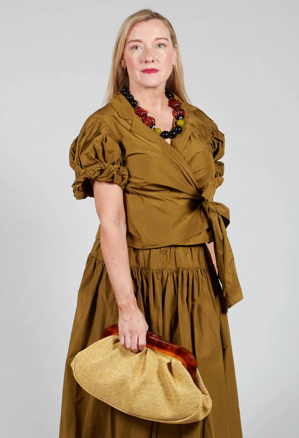 Pull on Pleated Skirt in Gold