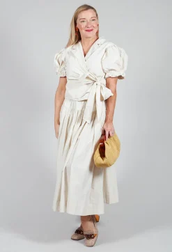 Pull on Pleated Skirt in Ecru