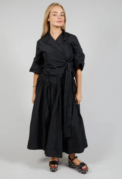 Pull on Pleated Skirt in Black