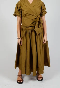 Pull on Pleated Skirt in Gold