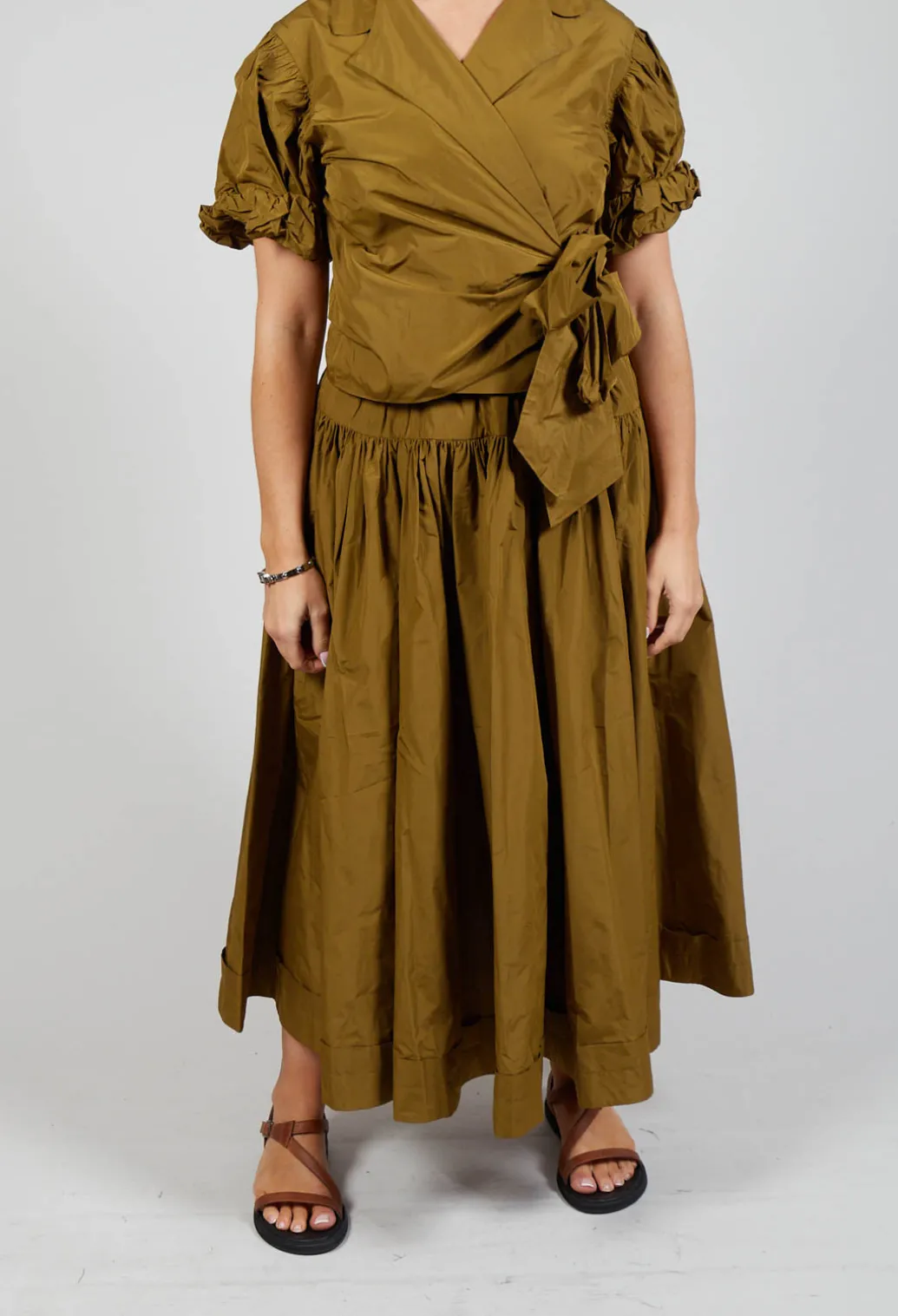 Pull on Pleated Skirt in Gold
