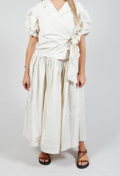 Pull on Pleated Skirt in Ecru