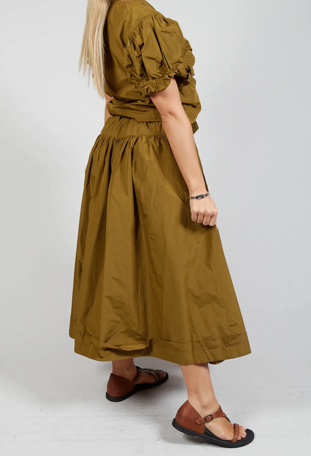 Pull on Pleated Skirt in Gold