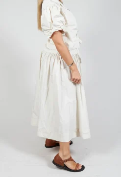 Pull on Pleated Skirt in Ecru