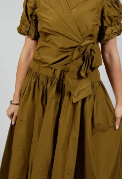 Pull on Pleated Skirt in Gold