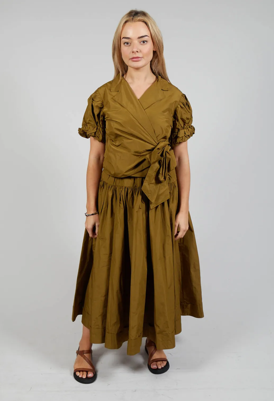 Pull on Pleated Skirt in Gold