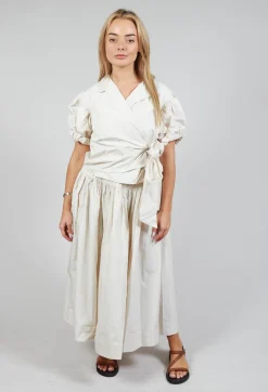 Pull on Pleated Skirt in Ecru