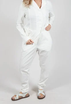 Pull On Slim Leg Trousers in Offwhite
