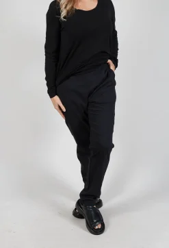 Pull On Slim Leg Trousers in Black