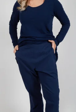 Pull On Slim Leg Trousers in Navy