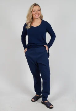 Pull On Slim Leg Trousers in Navy