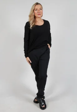 Pull On Slim Leg Trousers in Black