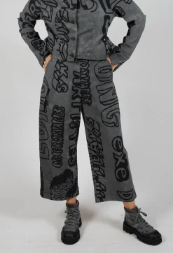 Pull On Straight Leg Trousers in Rock Big Print