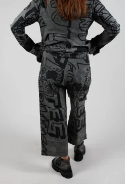 Pull On Straight Leg Trousers in Rock Big Print