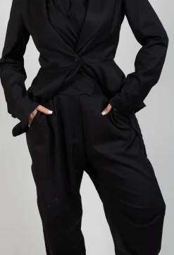 Pull On Trousers in Black Print