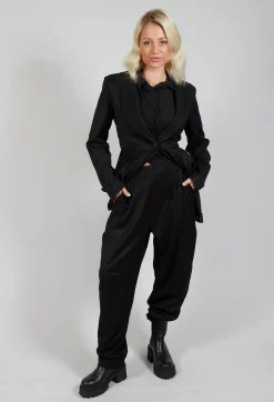 Pull On Trousers in Black Print