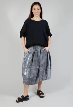 Pull On Tulip Skirt in Placed Black Print