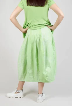 Pull On Tulip Skirt in Placed Lime Print