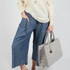 Pull String Capri Trousers in Oyster Grey