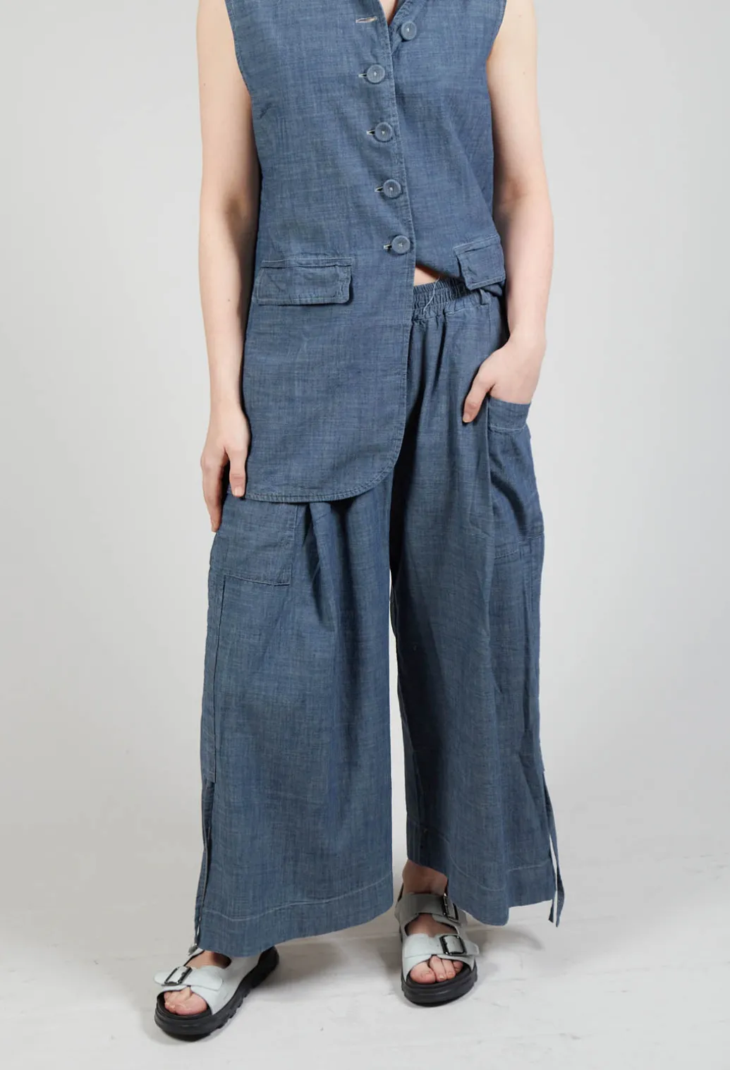 Pull String Capri Trousers in Oyster Grey