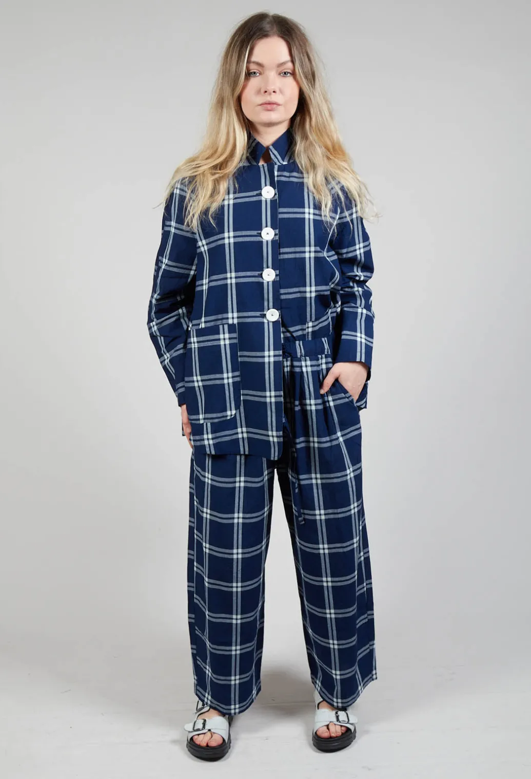 Pull String Waist Trousers in Indigo