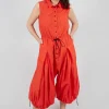 Pull Toggle Jumpsuit in Mandarine
