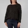 Purl Knit Scoop Neck Jumper in Brown Black