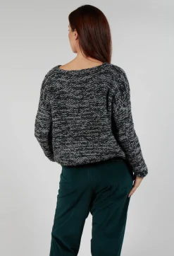 Purl Knit Scoop Neck Jumper in Original Grey