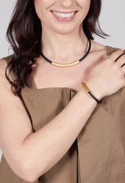 PVC Bracelet with Gold Plated Parts in Black