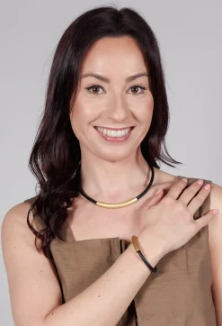 PVC Bracelet with Gold Plated Parts in Black