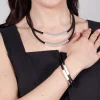 PVC Bracelet with Silver Plated Parts in Black