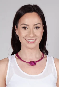 PVC Choker with Resin Square Bead in Purple