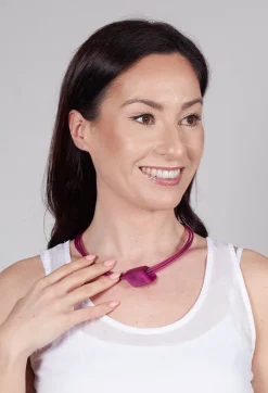 PVC Choker with Resin Square Bead in Purple
