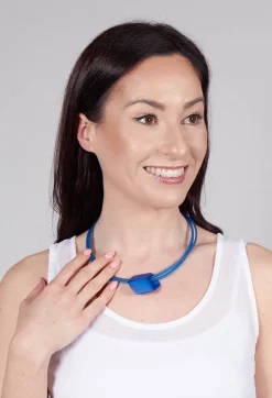 PVC Choker with Resin Square Bead in Blue