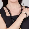 PVC Four Row Bracelet with Bi-Coloured Parts in Black