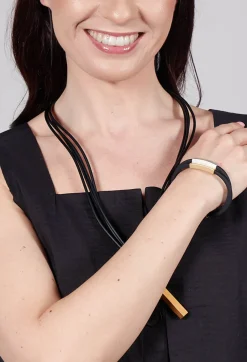 PVC Four Row Bracelet with Bi-Coloured Parts in Black