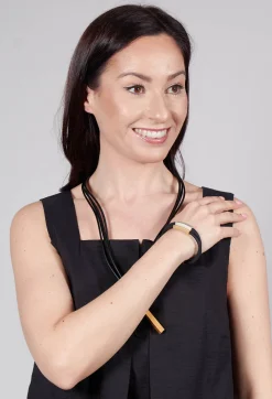 PVC Four Row Bracelet with Bi-Coloured Parts in Black