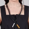 PVC Four Row Necklace with Bi-Coloured Parts in Black