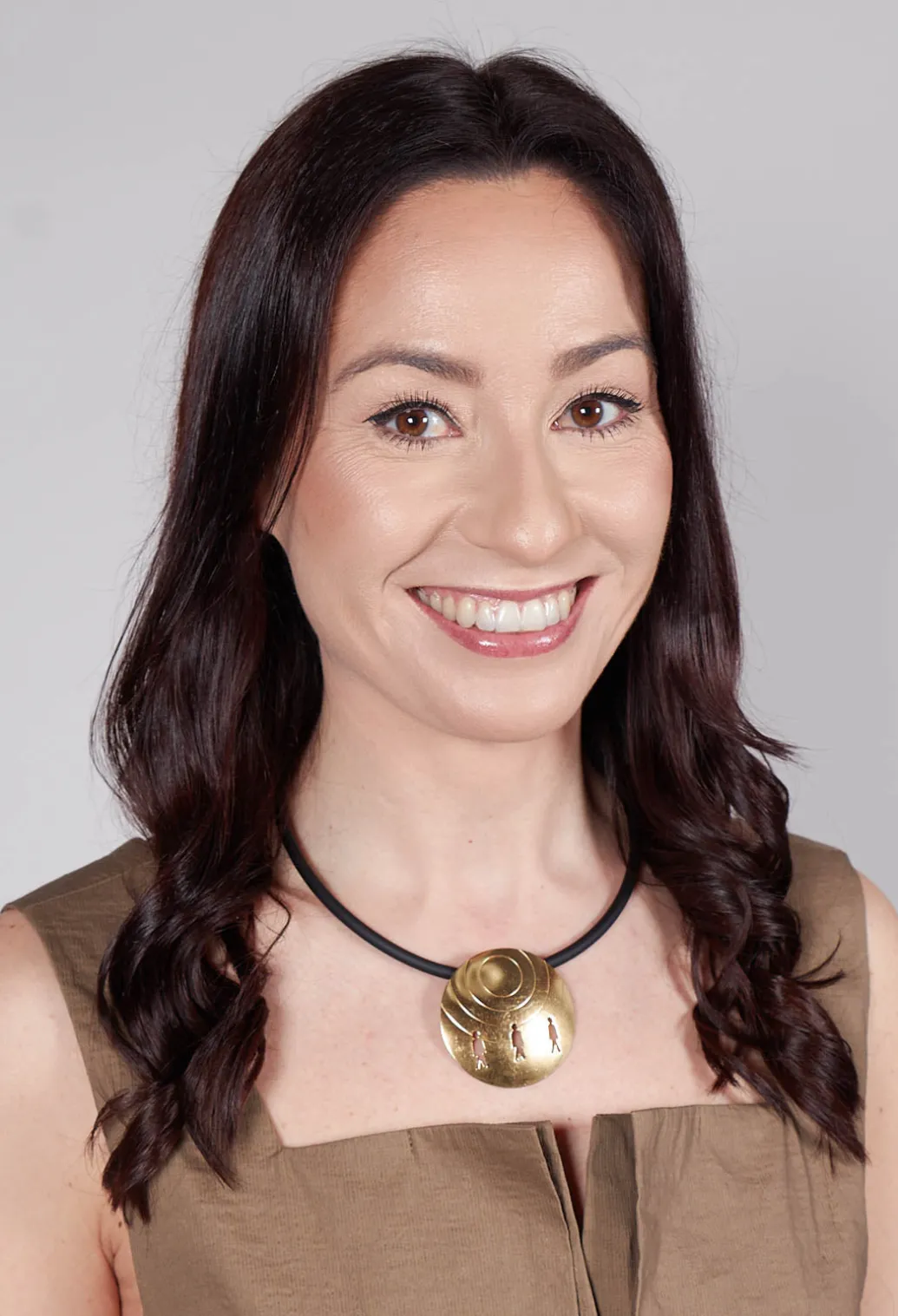 PVC Necklace with Brass Pendant in Black
