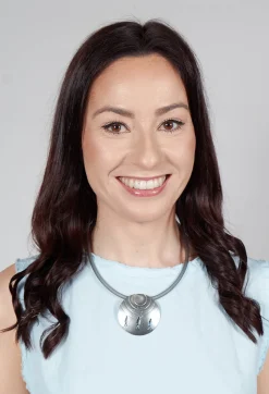 PVC Necklace with Brass Pendant in Grey Black