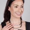 PVC Necklace with Silver Plated Parts in Black