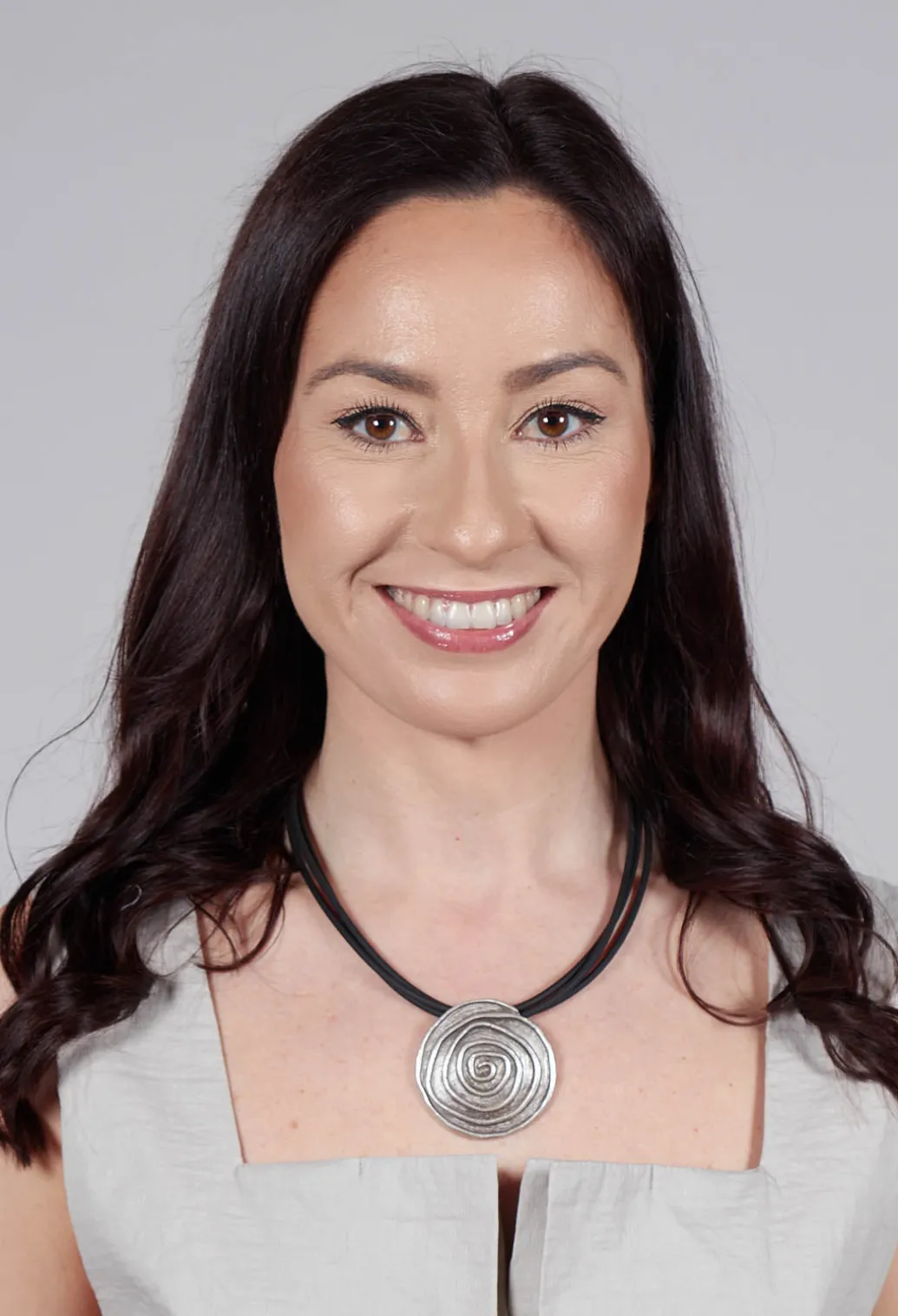 PVC Three Row Necklace with Swirl Zamak Pendant in Black