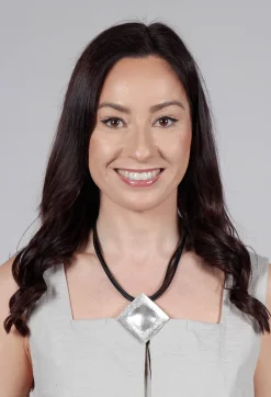 PVC Three Row Necklace with Square Zamak Pendant in Black