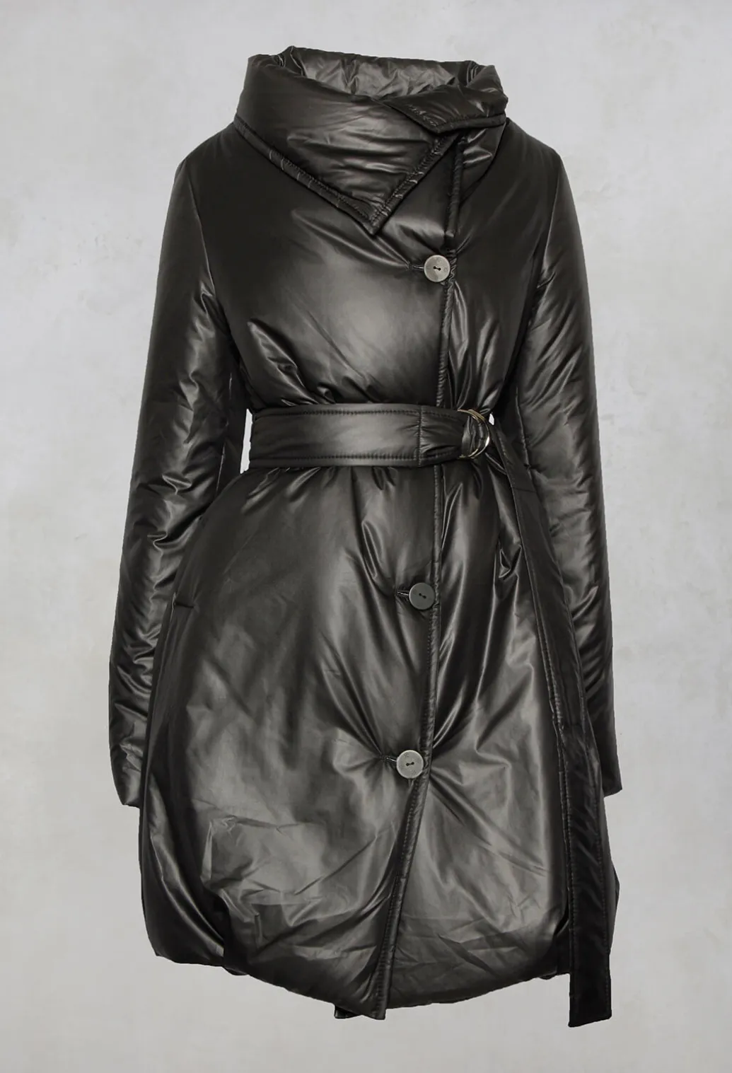 Quilted Coat Vint with High Neck In Black