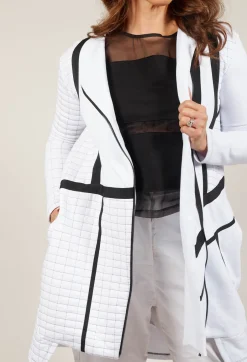 Quilted Coat with Zip Front in Bianco