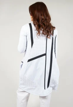 Quilted Coat with Zip Front in Bianco