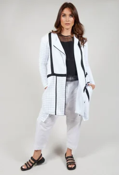 Quilted Coat with Zip Front in Bianco