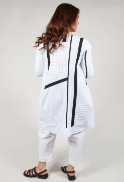 Quilted Coat with Zip Front in Bianco